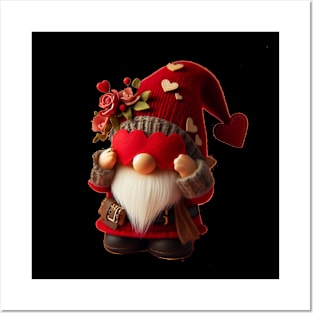 Adorable Valentine's Gnome with Heart and Hat Posters and Art